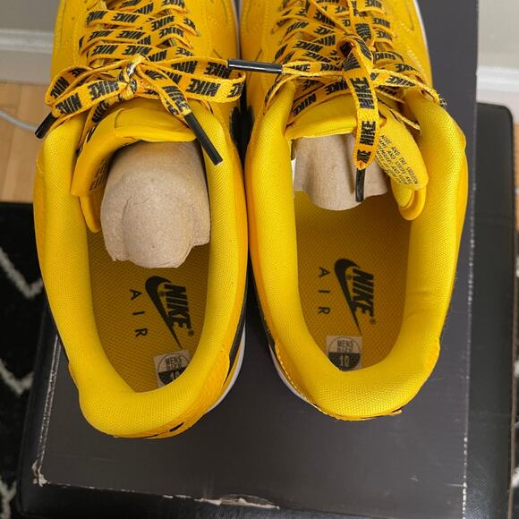 Nike x NBA Air force 1 Amarillo Large black swoosh yellow mens 10 - Picture 9 of 11
